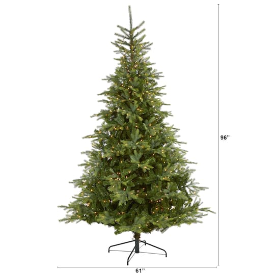 8ft. Pre-Lit North Carolina Spruce Artificial Christmas Tree, Clear LED Lights
